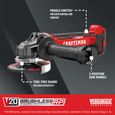 CRAFTSMAN V20 paddle-switch closeup emphasizing precise control during operation