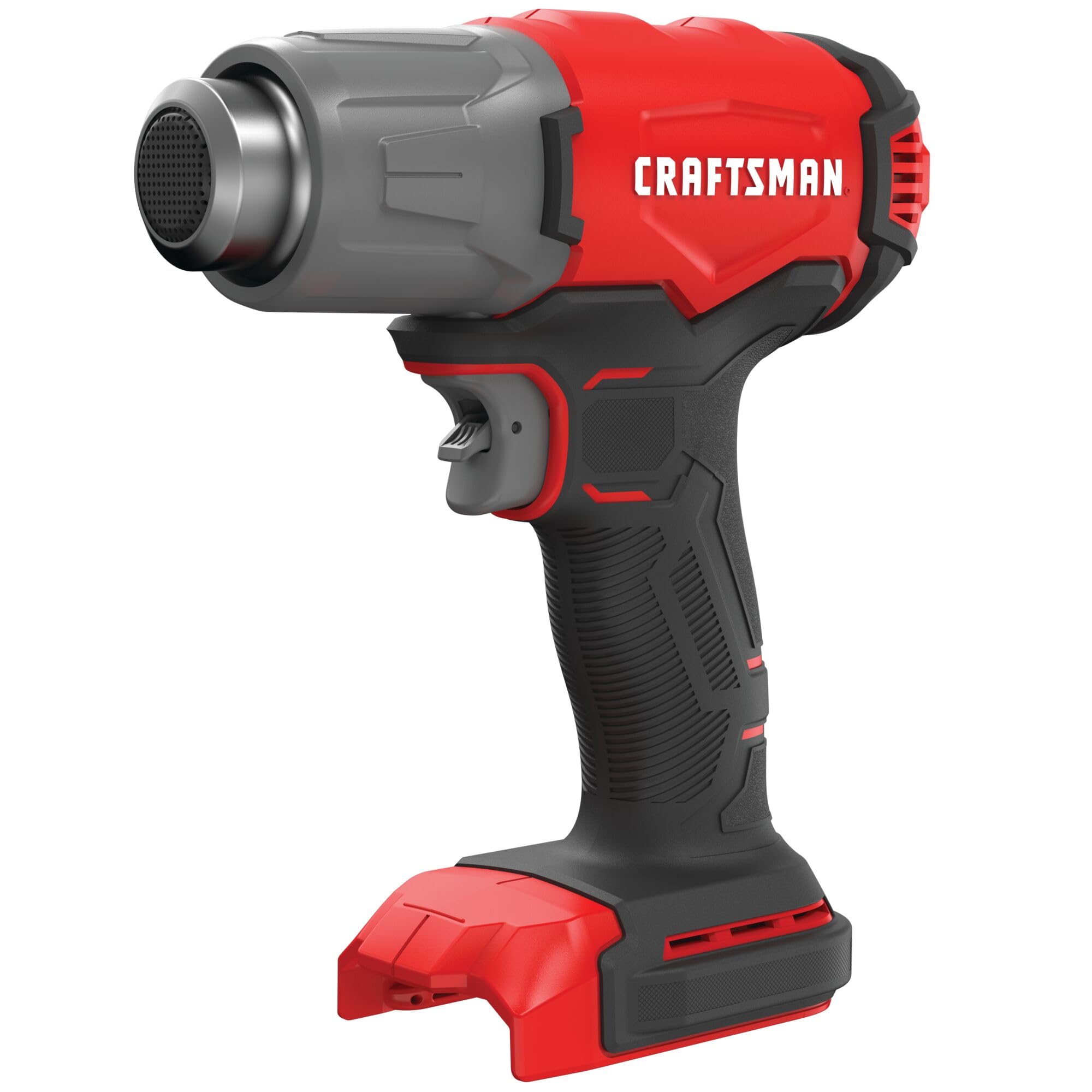 CRAFTSMAN V20 cordless heat gun reaches 950°F quickly for efficient tasks.