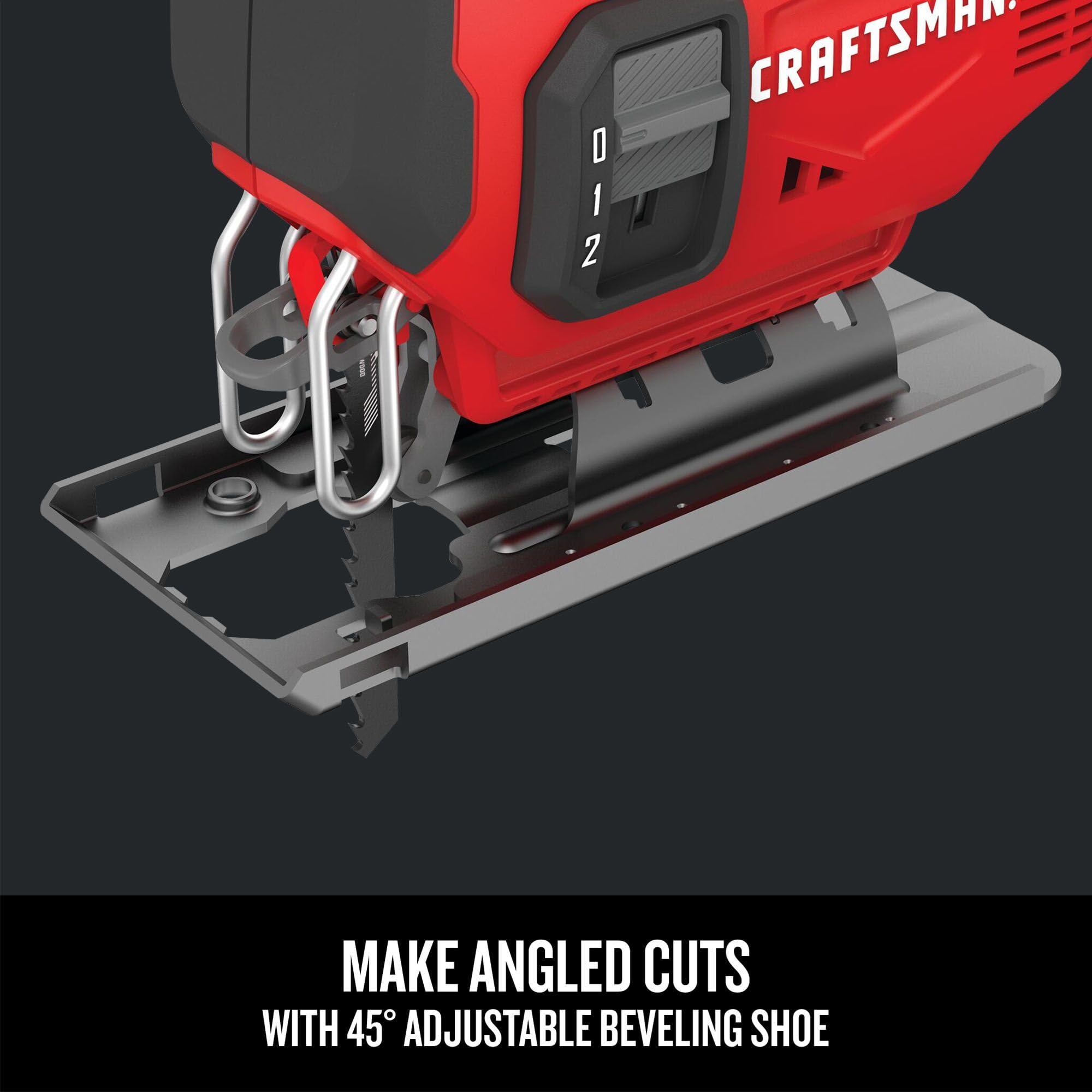 Three orbital settings adjust aggressiveness for different materials.