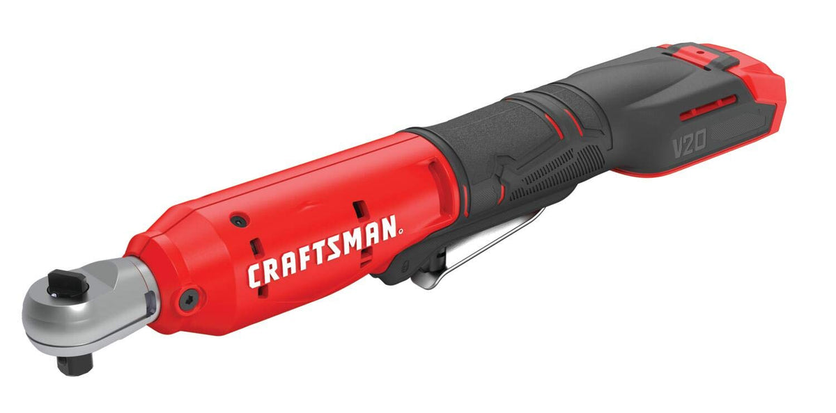 CRAFTSMAN V20 cordless ratchet wrench with 3-8 drive for fast, precise tightening in tight spaces.