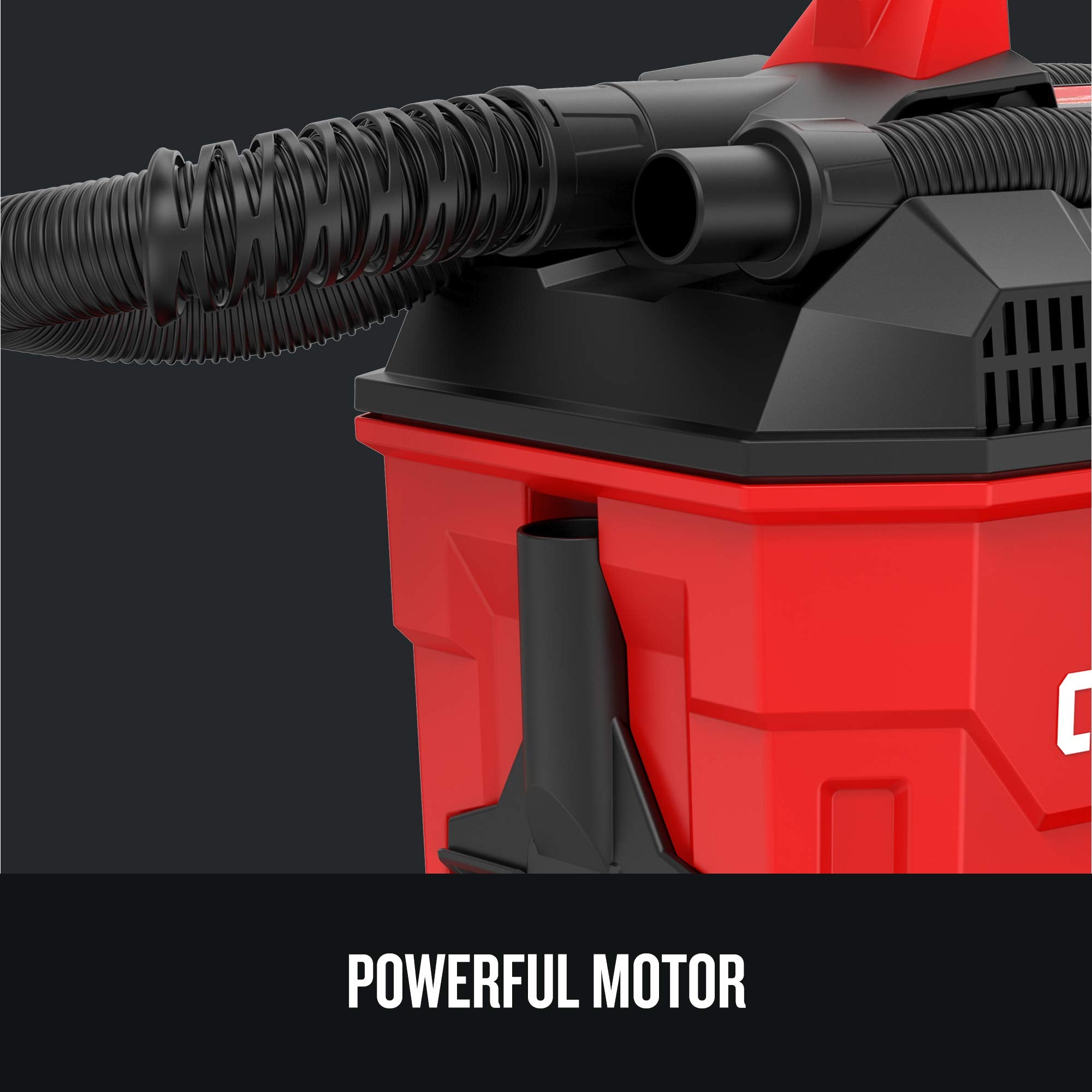 CRAFTSMAN V20 7 ft hose reaches tight corners.