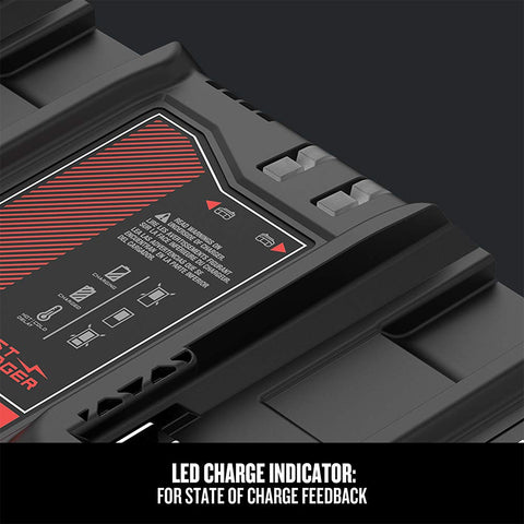 Craftsman V20 charger with batteries arranged for on-site setup