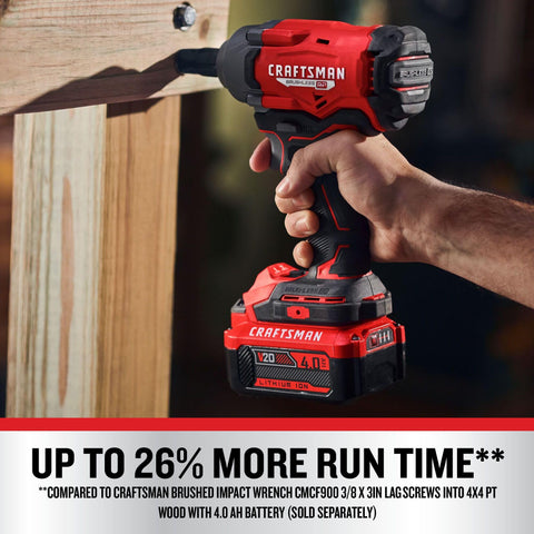 Brushless motor inside CRAFTSMAN V20 for longer runtime in projects