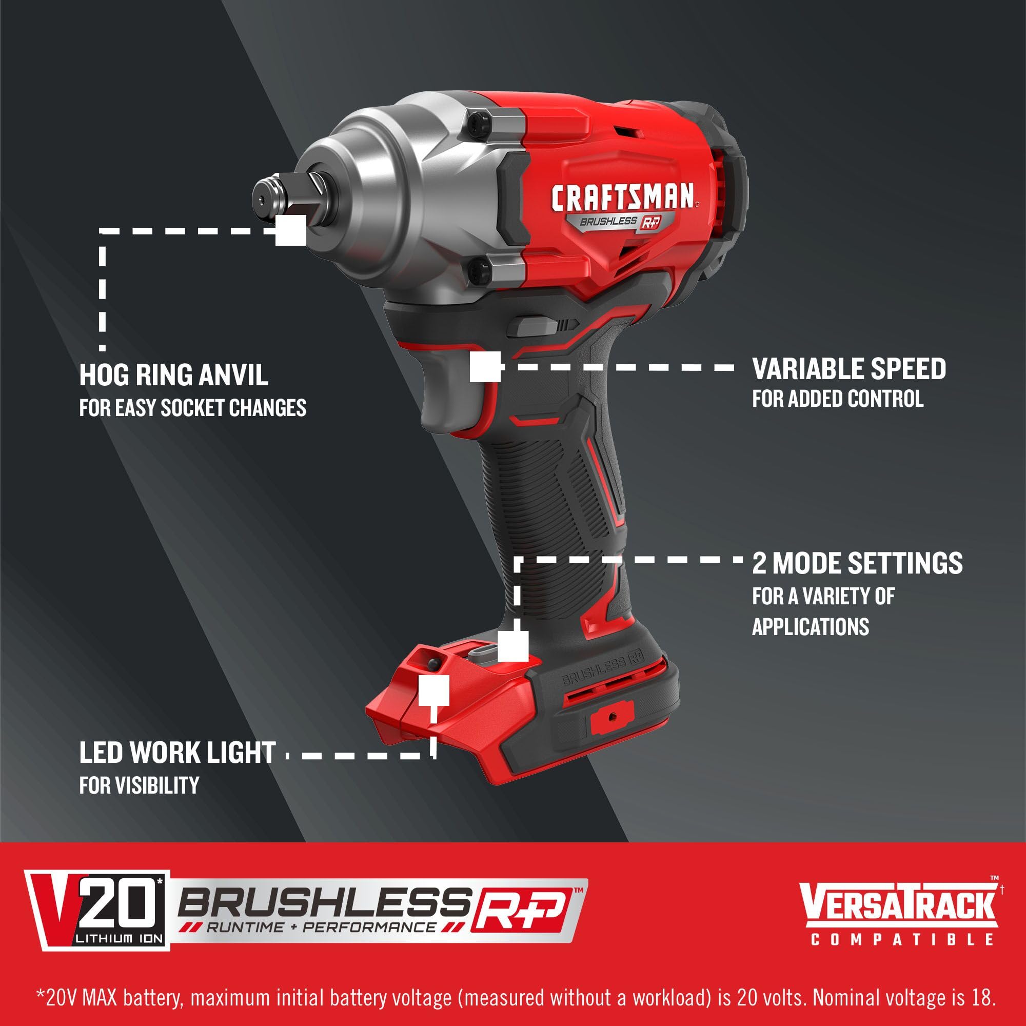 CRAFTSMAN V20 with LED work light for improved visibility during automotive jobs