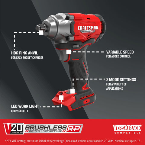 CRAFTSMAN V20 with LED work light for improved visibility during automotive jobs