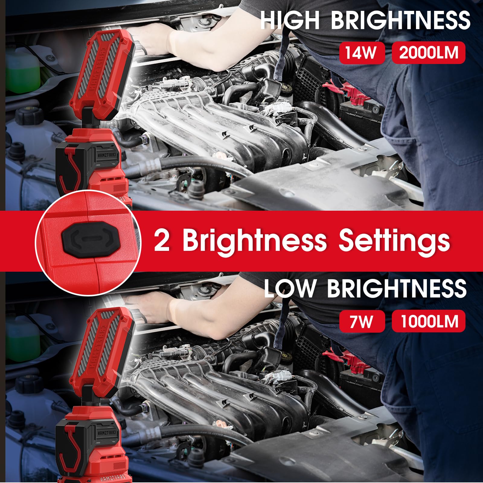 CRAFTSMAN V20 LED work light is cordless, enabling portable setup anywhere.