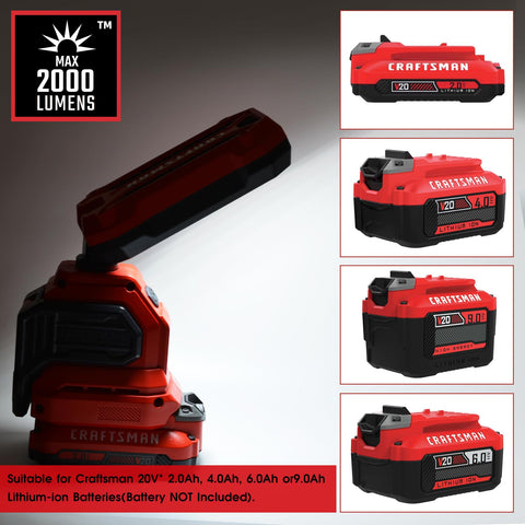 CRAFTSMAN V20 LED work light uses rapid heat dissipation to stay cool during use.