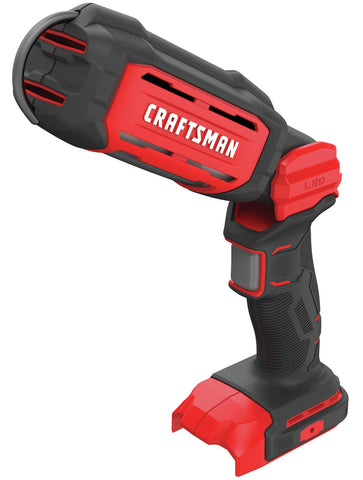 CRAFTSMAN V20 LED work light pivoting head positioned for angled lighting