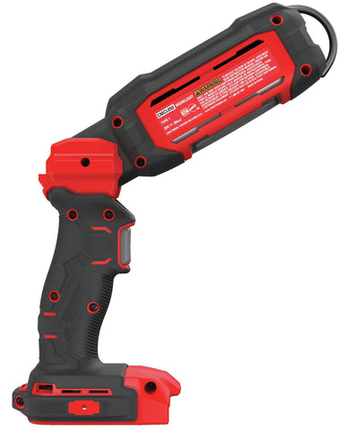 CRAFTSMAN V20 LED work light illuminating a dark area with three LEDs
