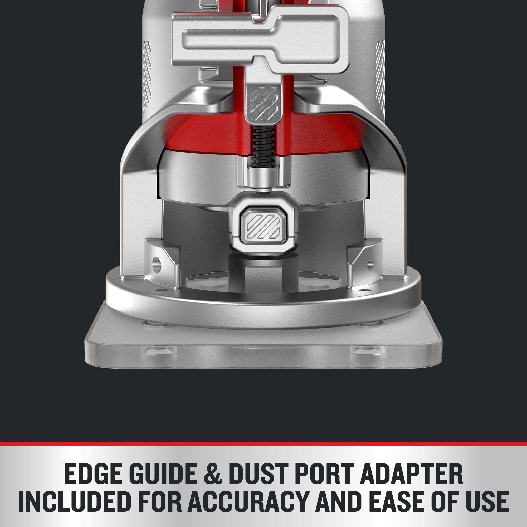 Craftsman V20 router dust port adapter helps keep workspace clean