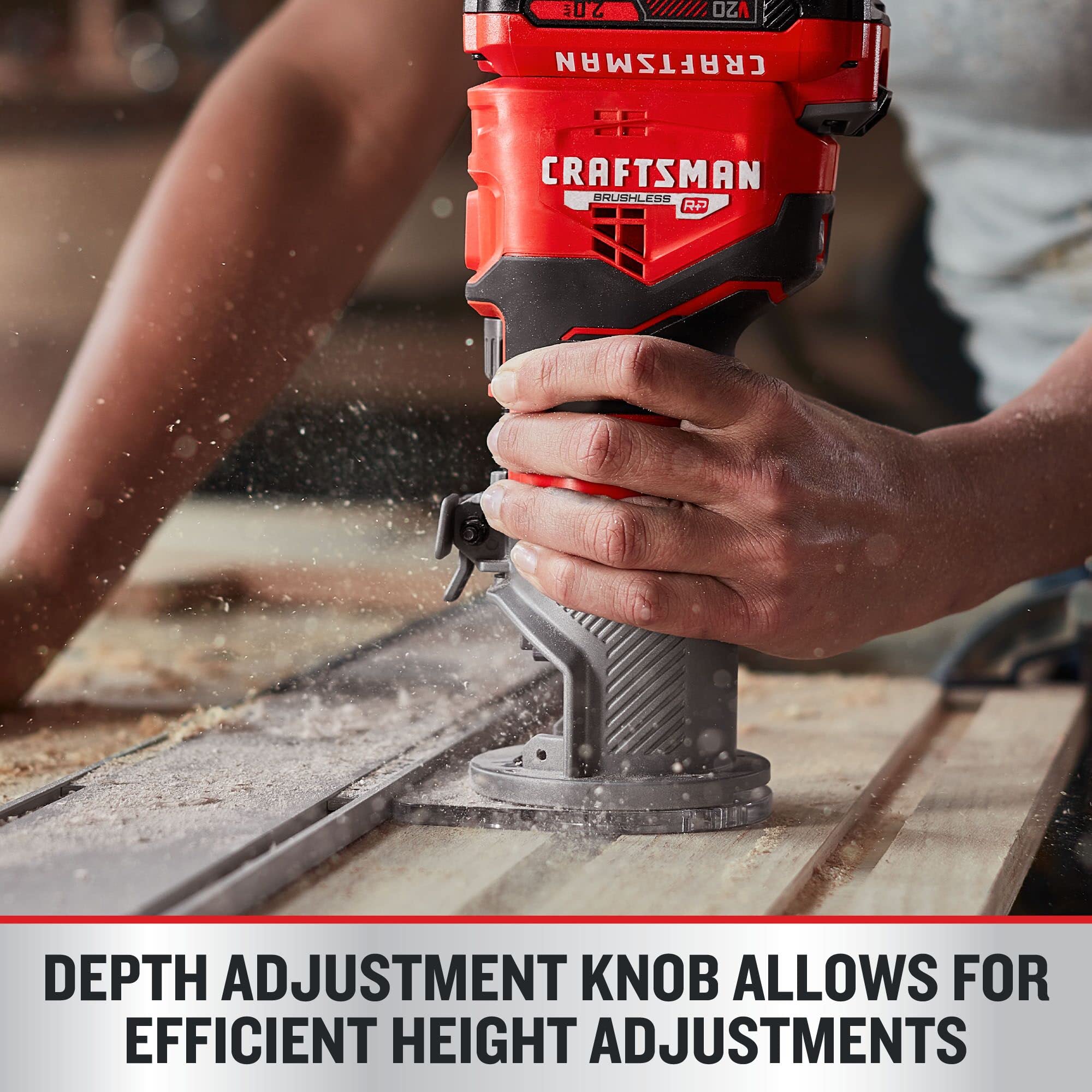 Craftsman V20 router variable speed dial supports versatile material routing