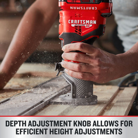 Craftsman V20 router variable speed dial supports versatile material routing