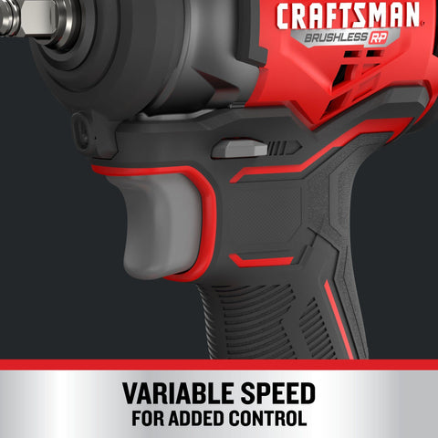 CRAFTSMAN V20 RP cordless impact wrench delivers 165ftlbs torque for heavy-duty work