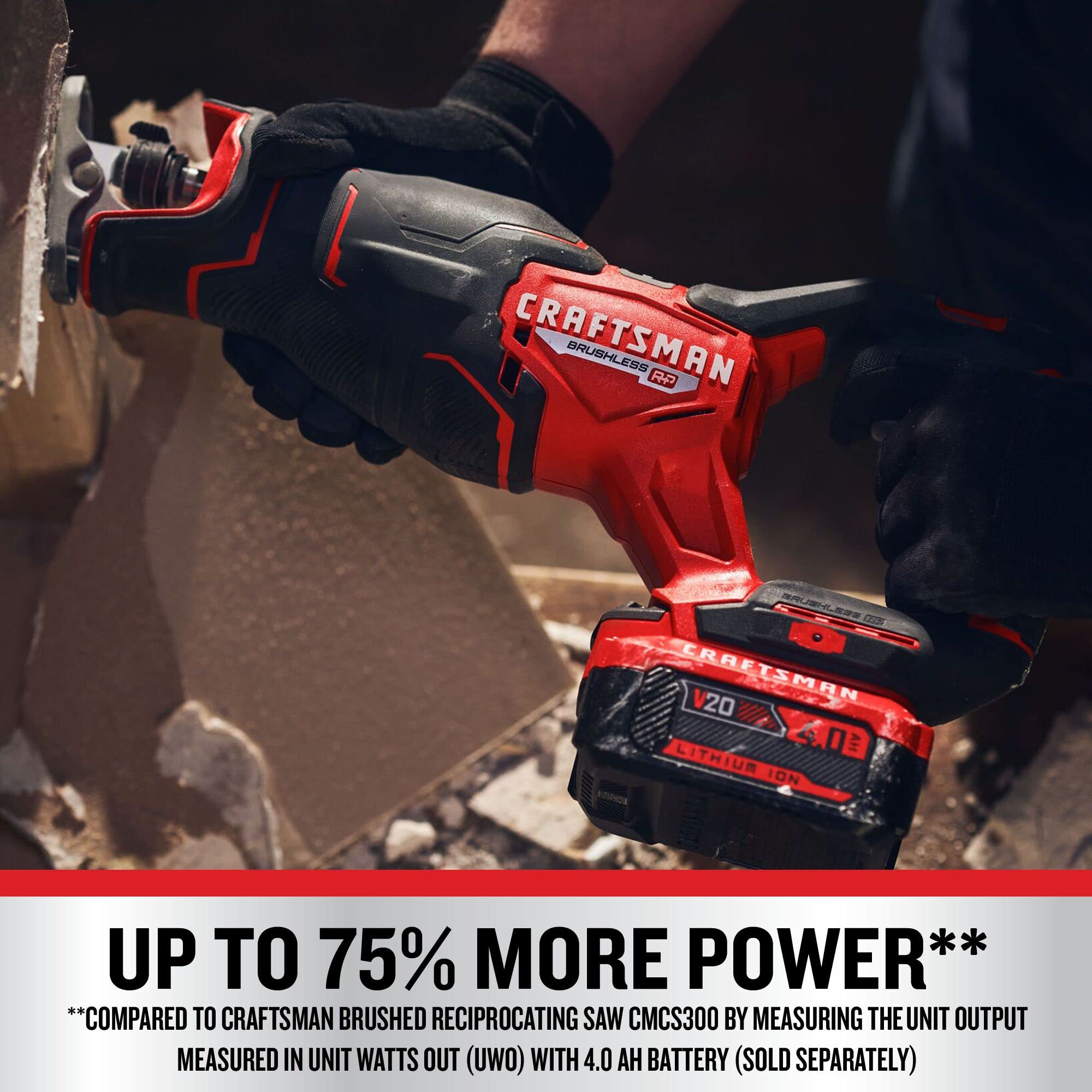 Brushless motor of CRAFTSMAN V20 RP delivers extra power for demanding cuts