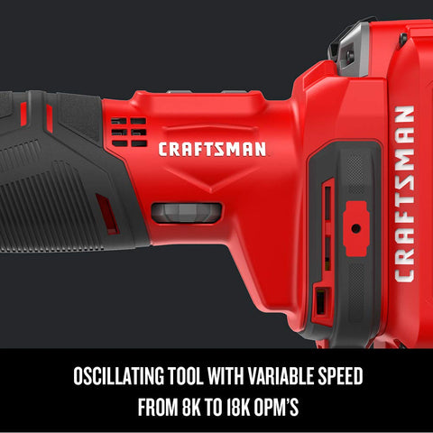 CRAFTSMAN V20 tool-free attachment system enables quick accessory changes