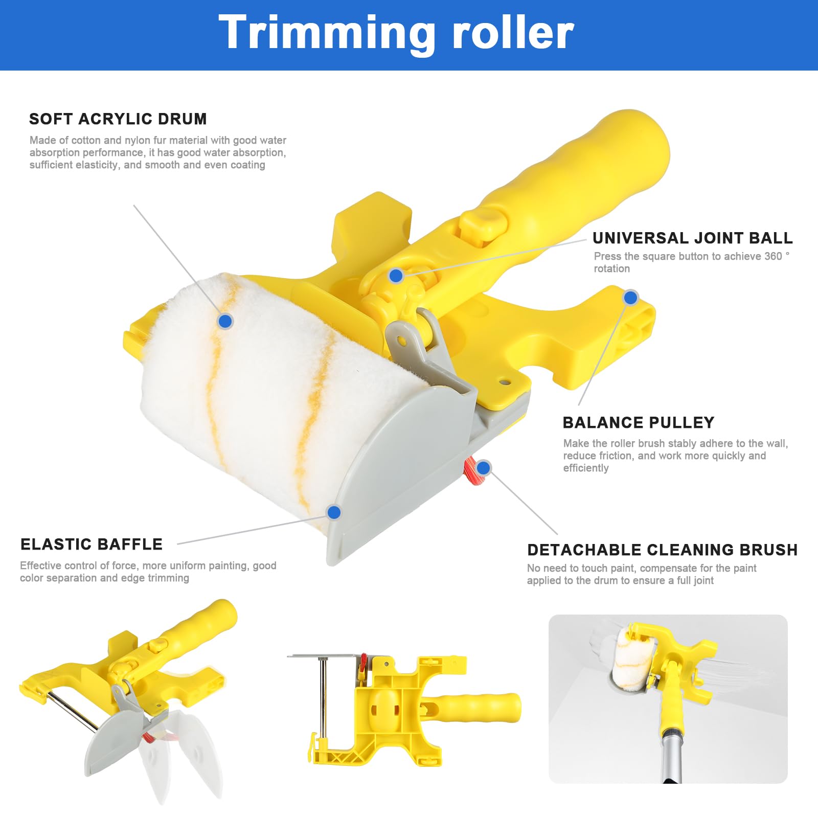 CraftZone 12-inch edger roller for crisp lines along ceilings and corners.