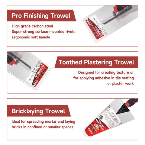 CraftZone 7-inch brick trowel evenly distributes mortar during brick work