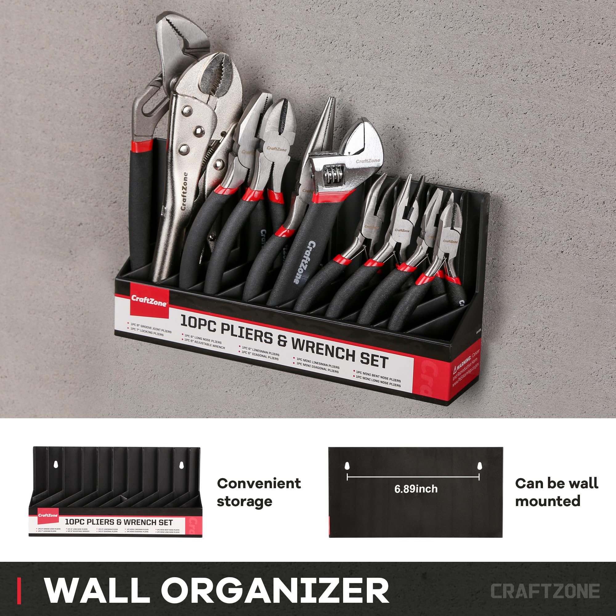CraftZone ergonomic black grip handles reduce fatigue during work
