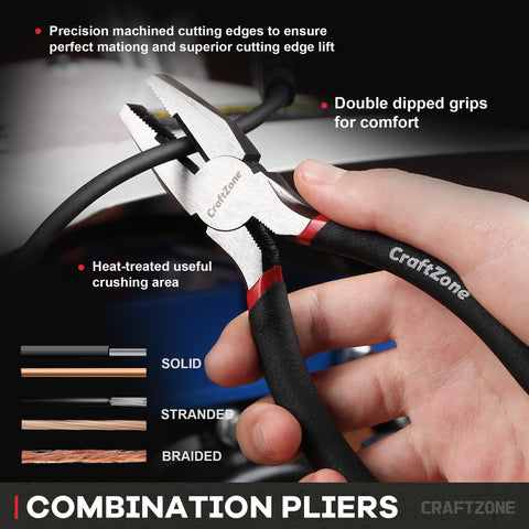 CraftZone linesman plier with sturdy grip for cutting and gripping
