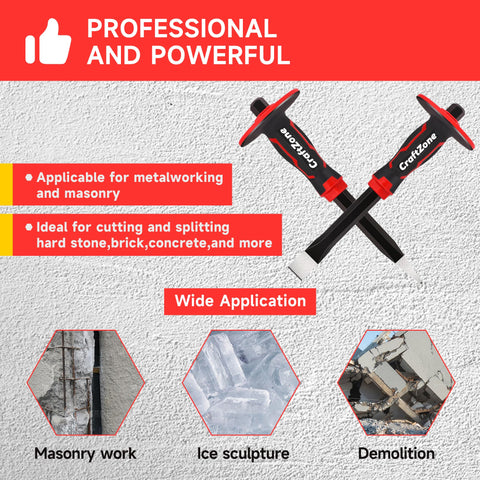 Craftzone Masonry Chisel Set flat chisel for trimming concrete surfaces.
