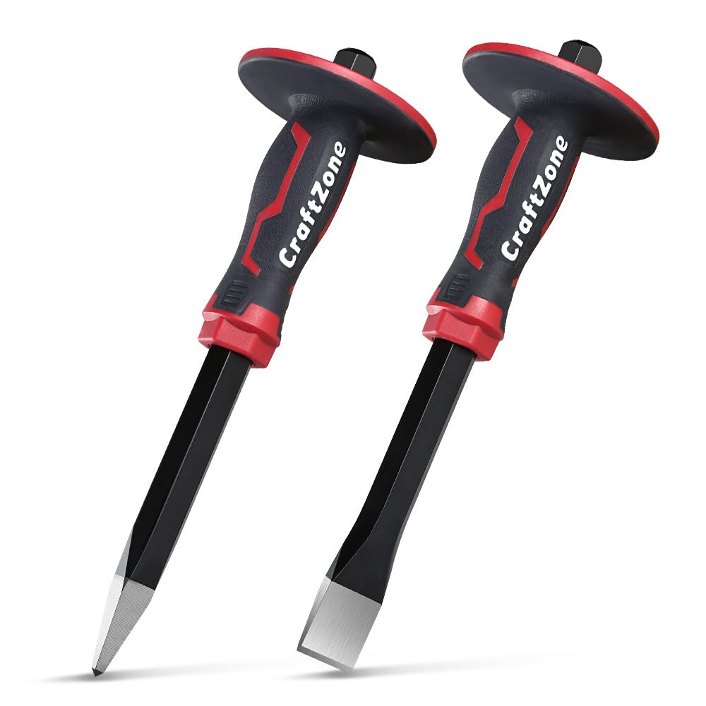 Craftzone Masonry Chisel Set pointed tip for precise demolition and shaping.