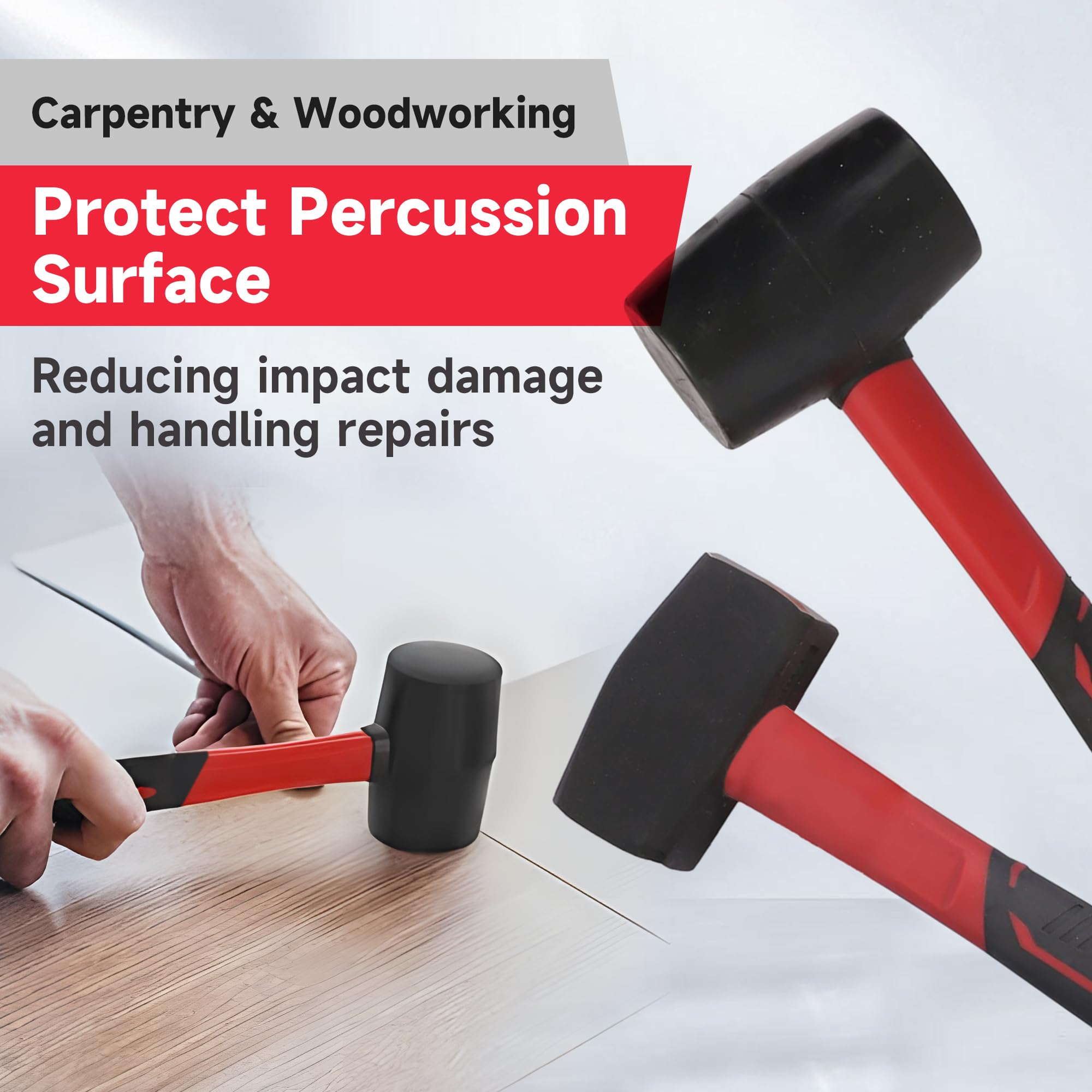 CraftZone non-marking rubber mallet protecting wood, glass, and automotive parts.