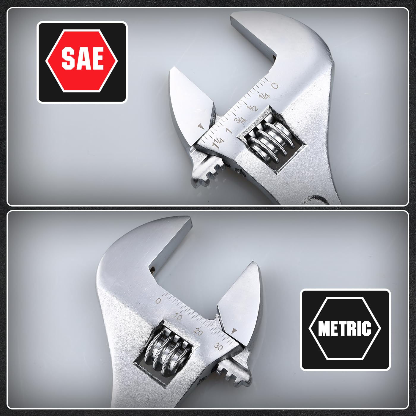 CRAFTZONE wrench jaw closeup showing sliding mechanism for quick sizing