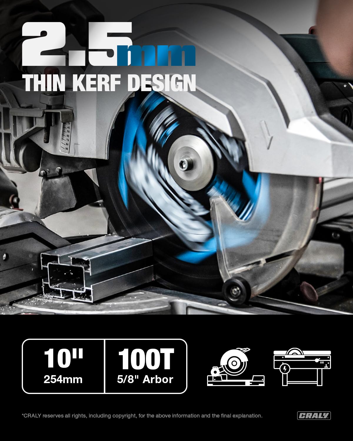 CRALY carbide tipped blade for durable non-ferrous metal cuts.