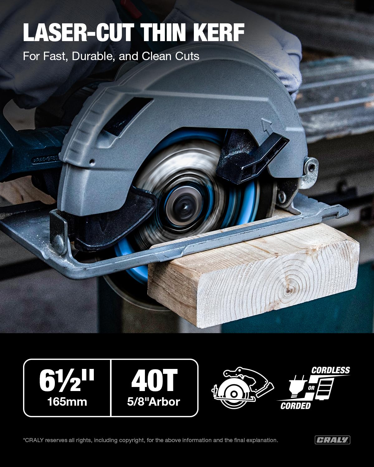 CRALY carbide tipped blade delivers clean edges on hardwood.