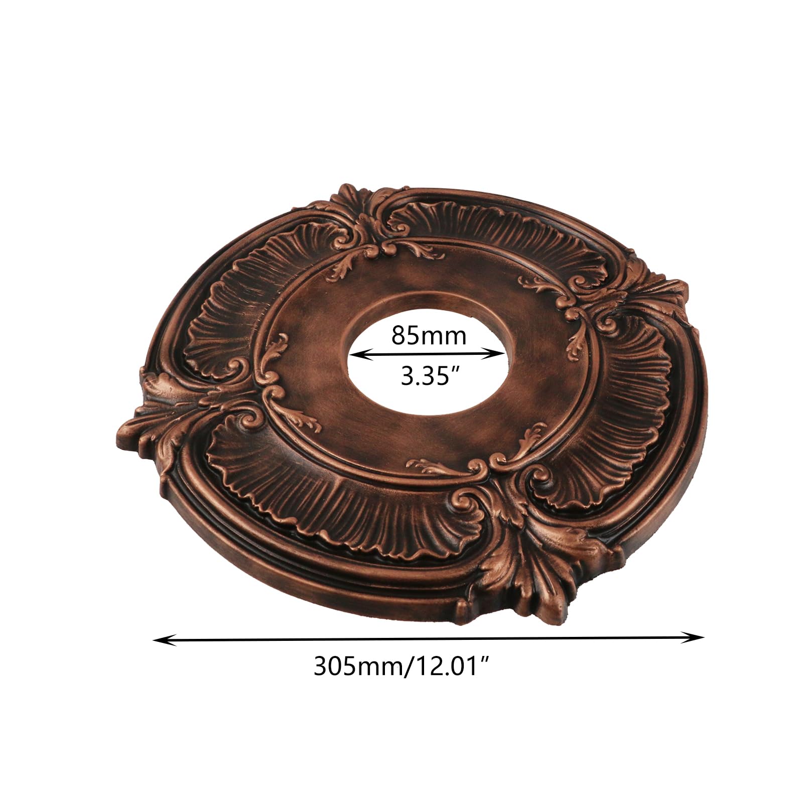 Crapyt bronze carved ceiling medallion pattern detail showing ornate texture
