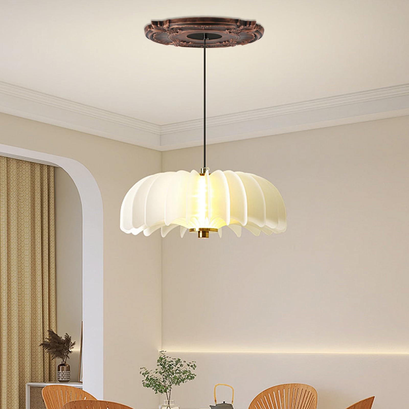Crapyt bronze ceiling medallion installation with glue method for easy setup