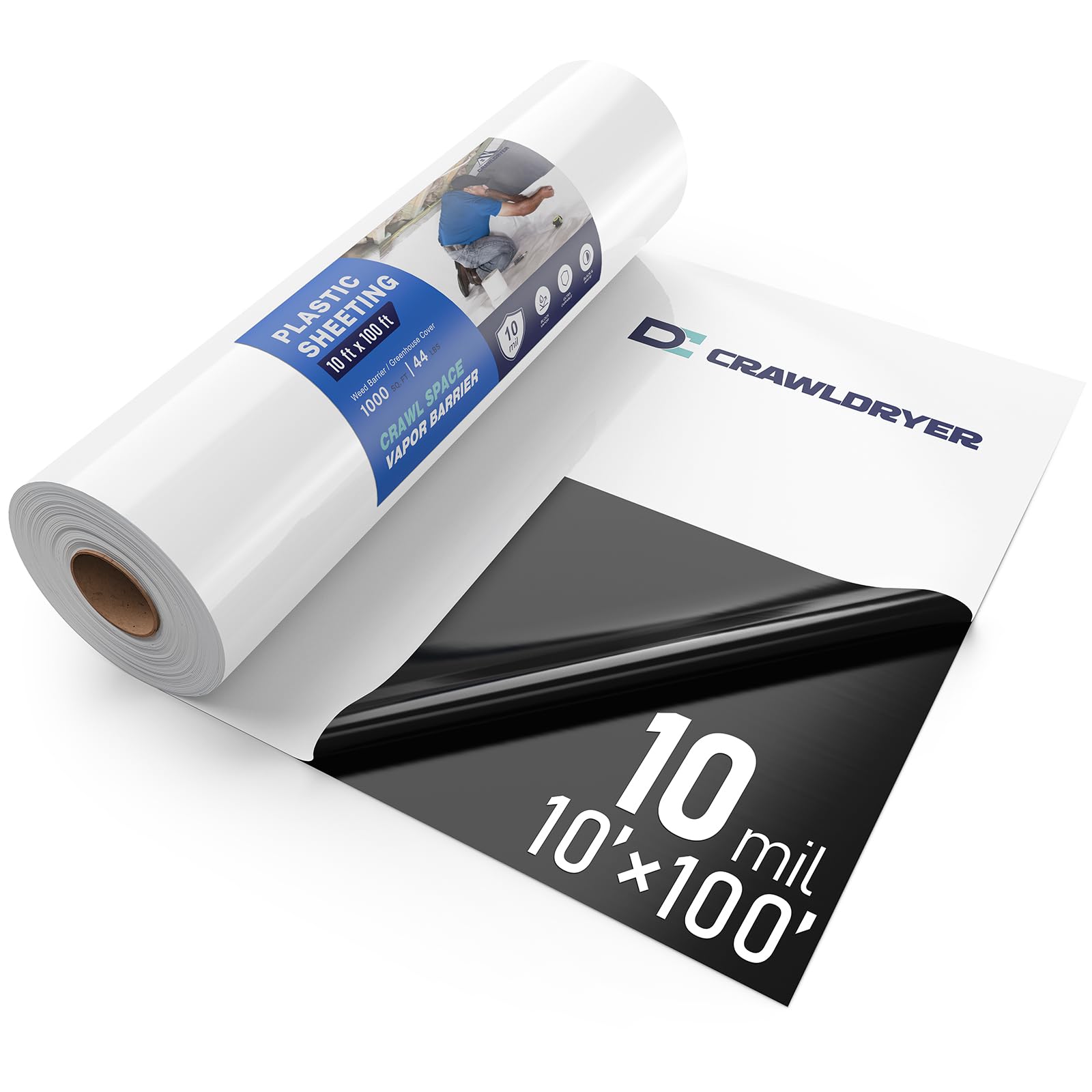 Crawldryer crawl space vapor barrier 10mil 10ft x 100ft for moisture control and encapsulation.