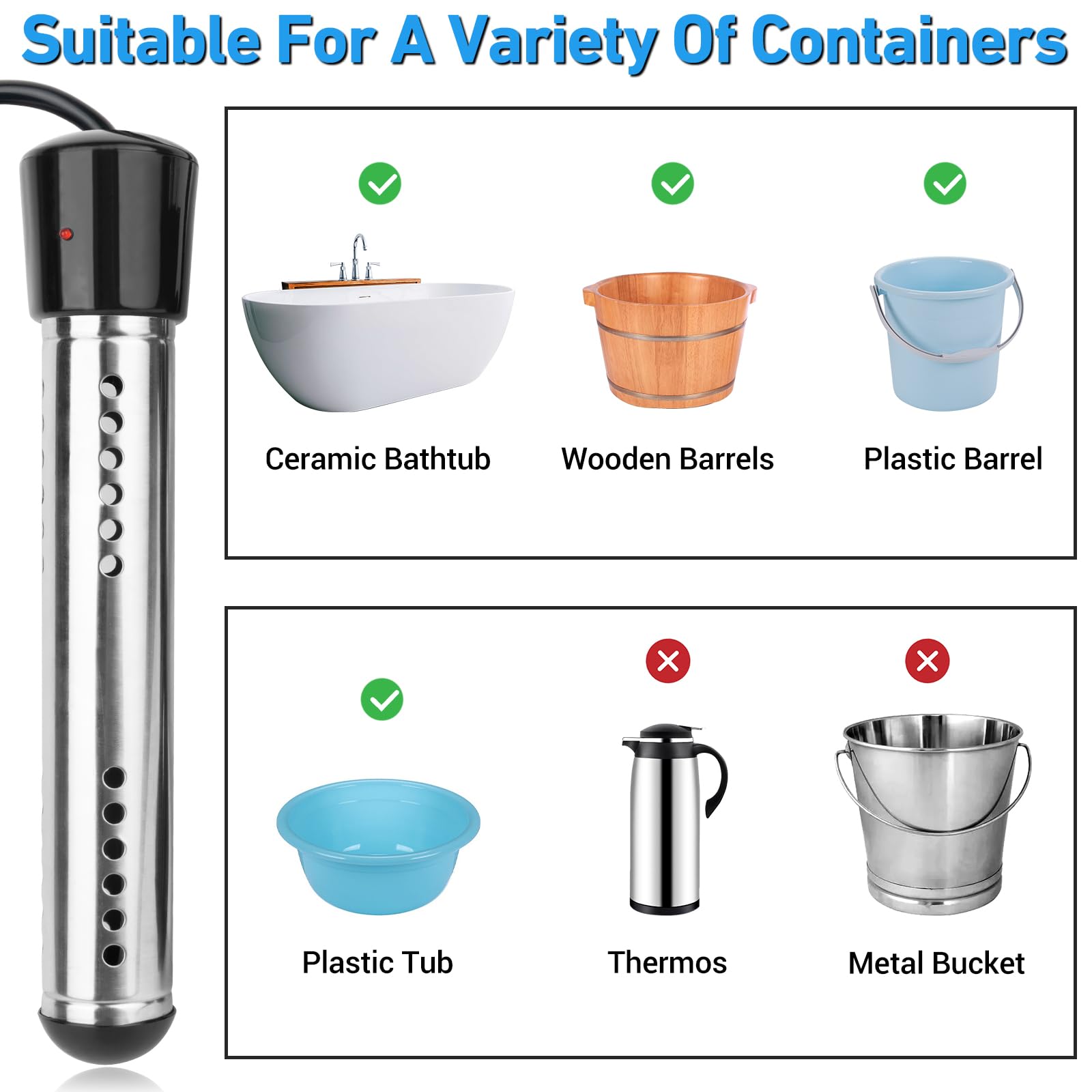 Crazybrace heater efficiently heats up to 5 gallons for quick hot water.