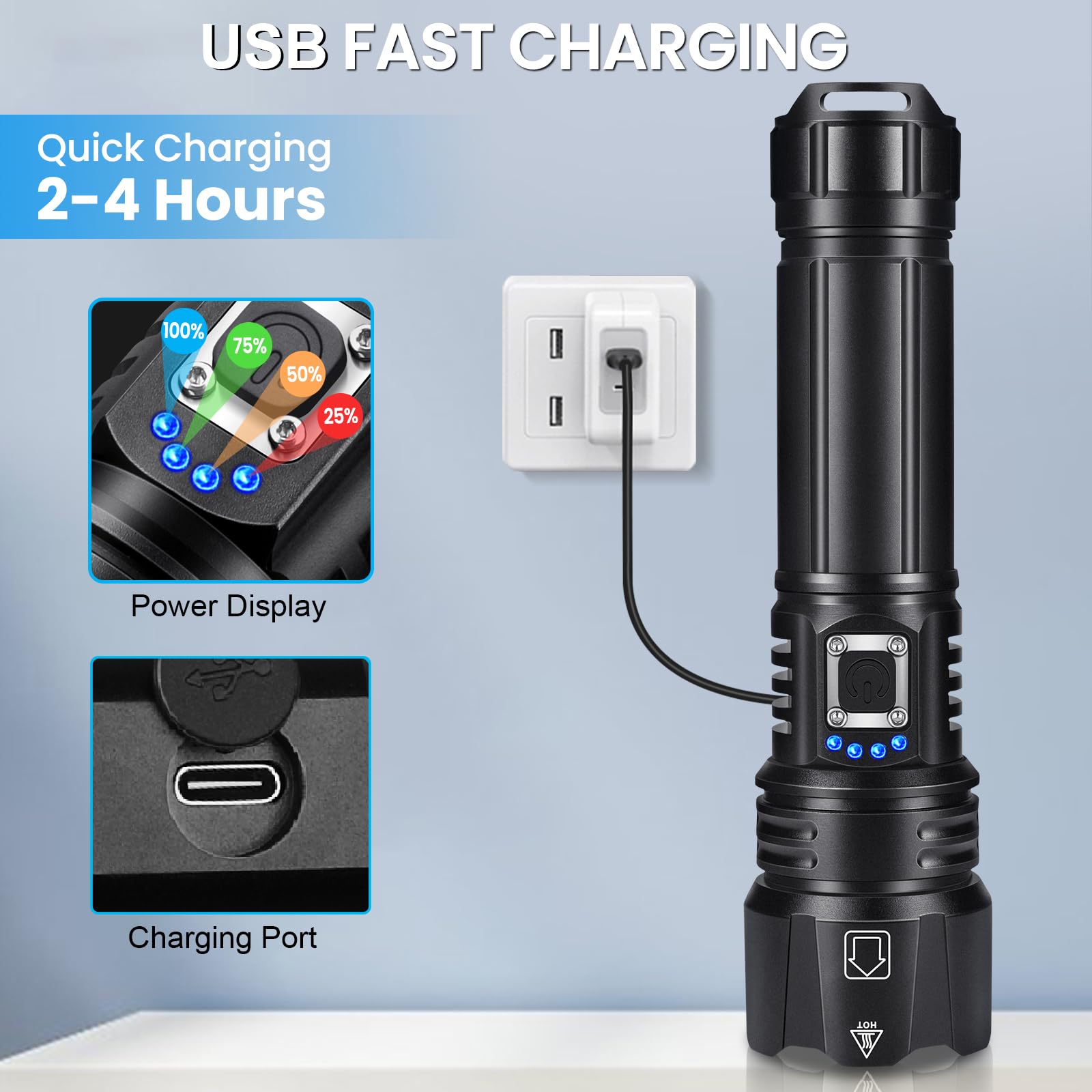 Crazybrace IPX7 waterproof flashlight withstands rain and splashes