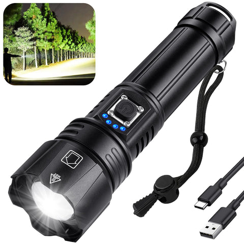Crazybrace rechargeable flashlight with 99,000 lumens for bright outdoor visibility