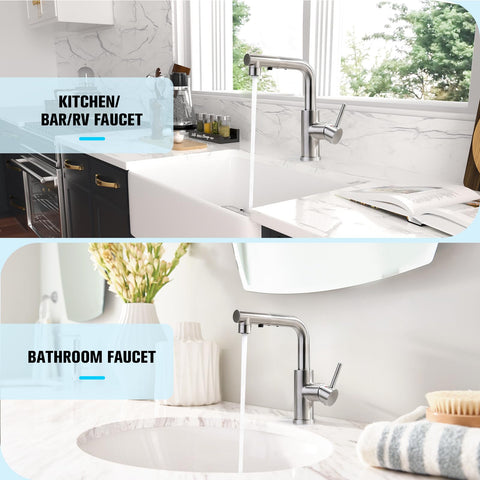 Crea bar faucet includes 24-inch hoses for quick installation