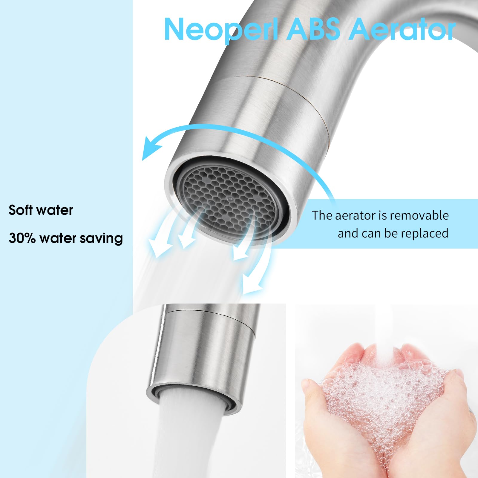 CREA 360° swivel spout for flexible use in tight spaces