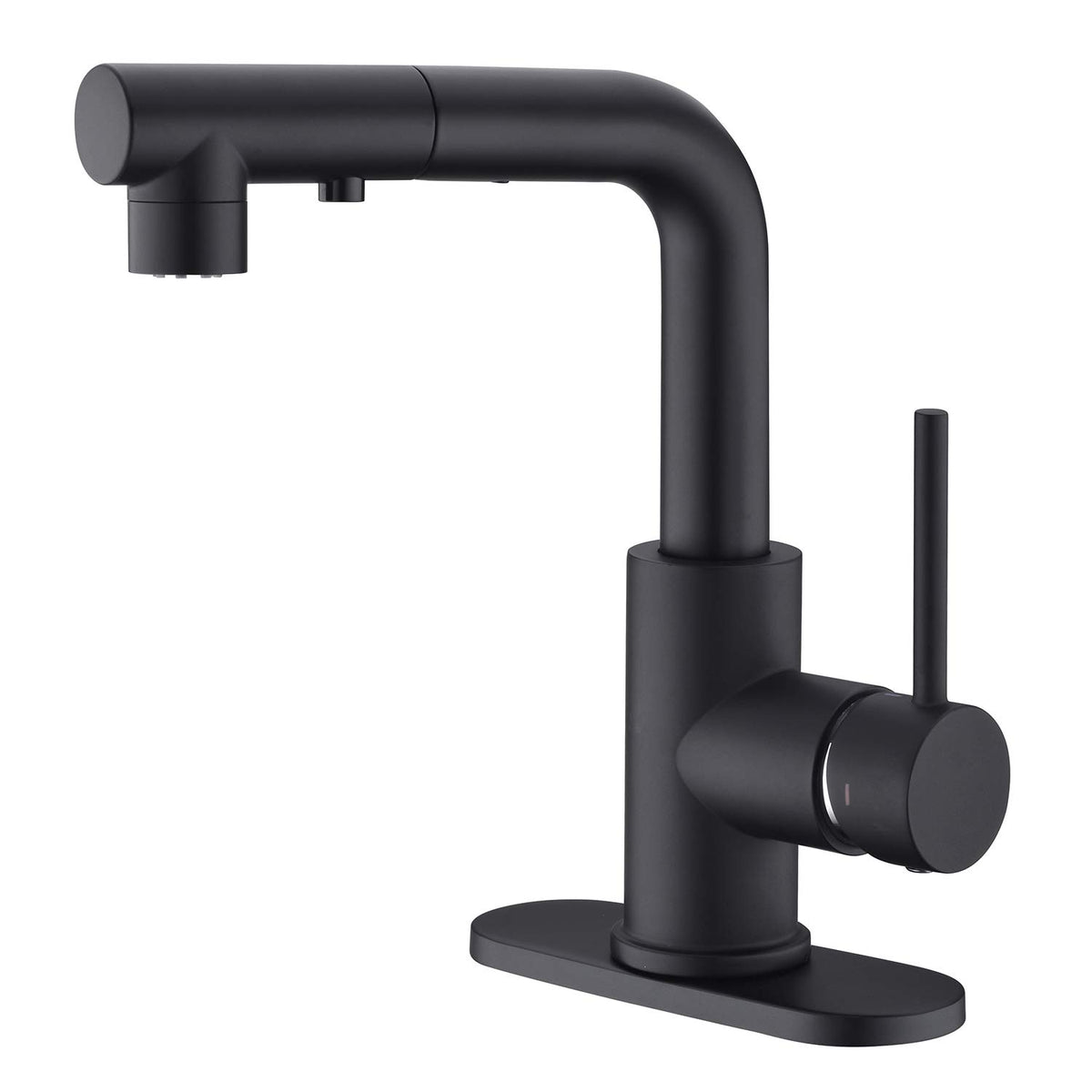 CREA black kitchen faucet with pull-down spray for versatile washing tasks.