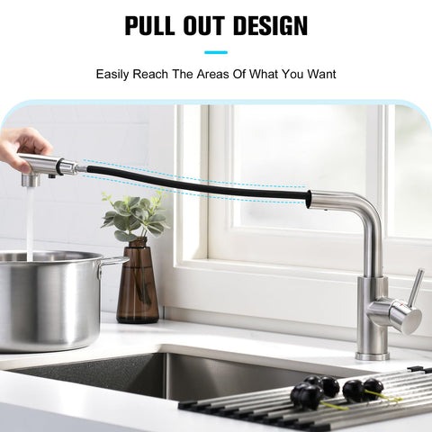 Crea kitchen faucet 360-degree swivel with brushed nickel finish