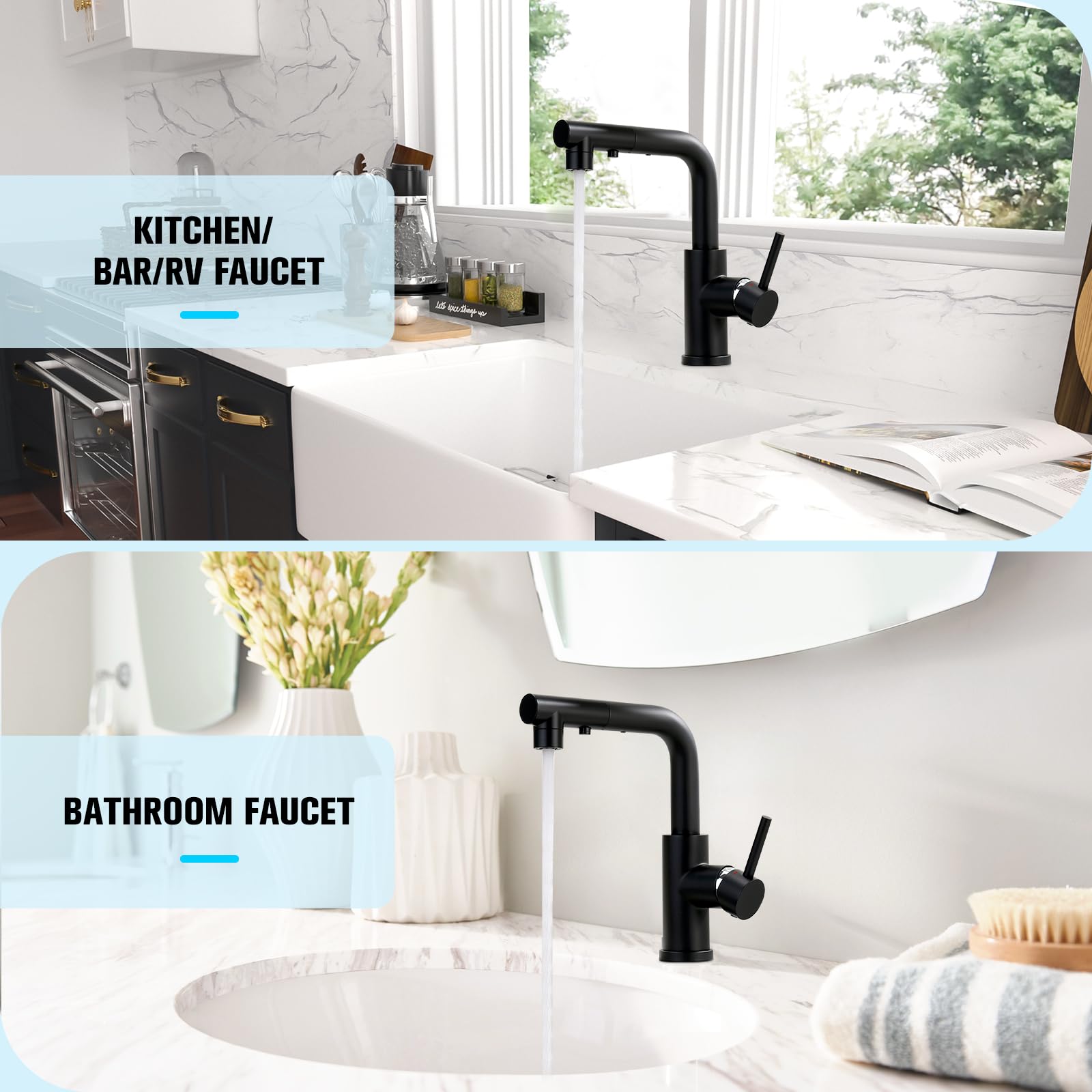 CREA three-function spray modes for efficient washing and rinsing.