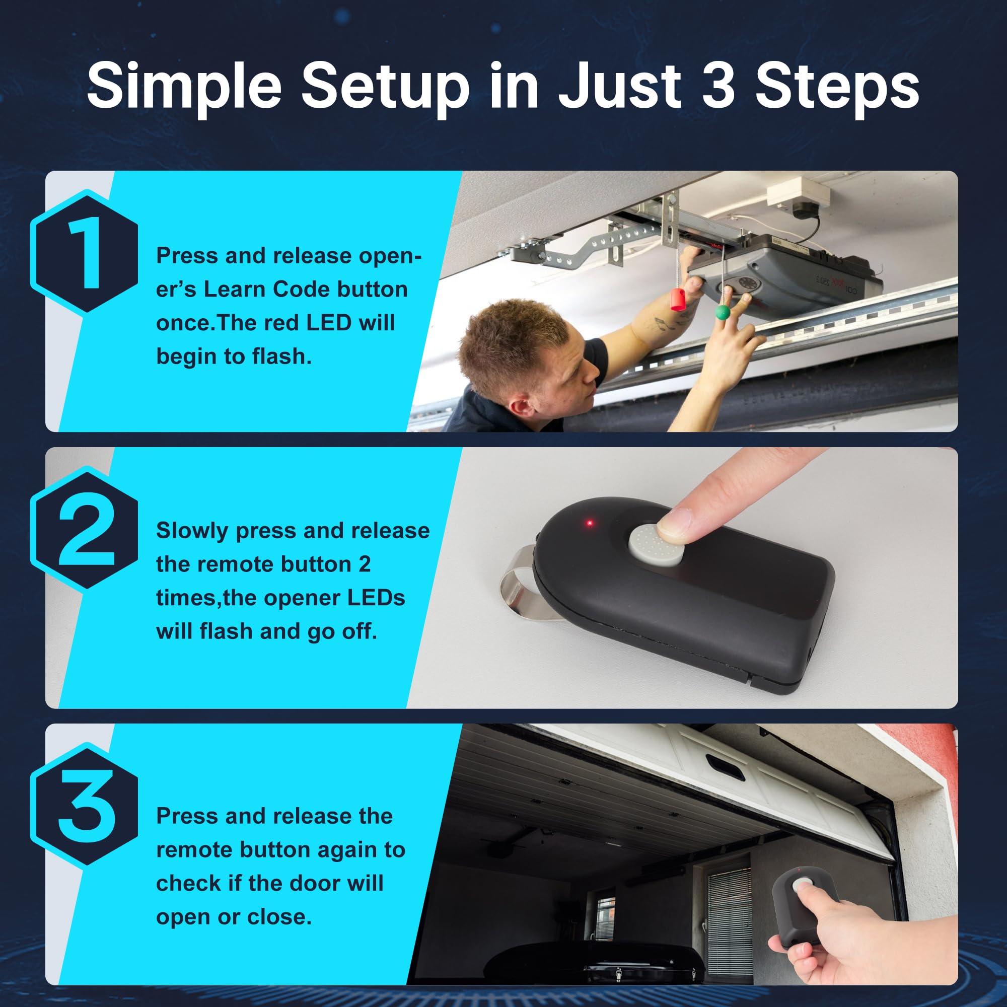 CreaCity quick setup card for three-step programming