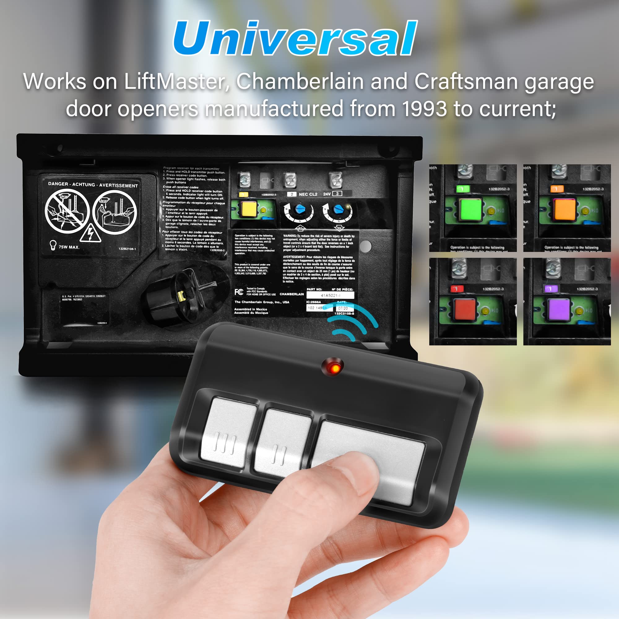CreaCity visor clip remote inside car demonstrates easy hands-free operation.