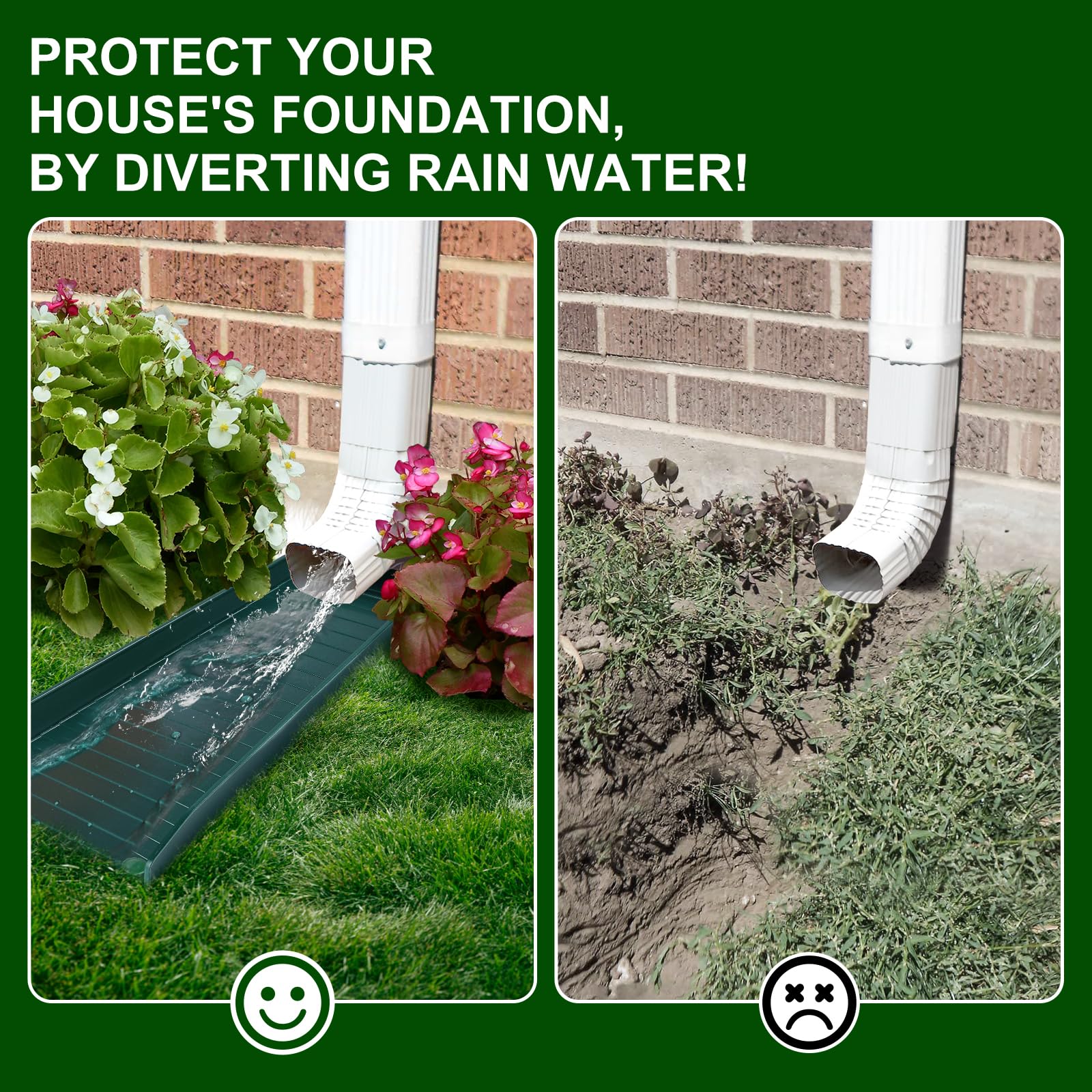 Creative.C downspout diverter design helps control runoff near walls.