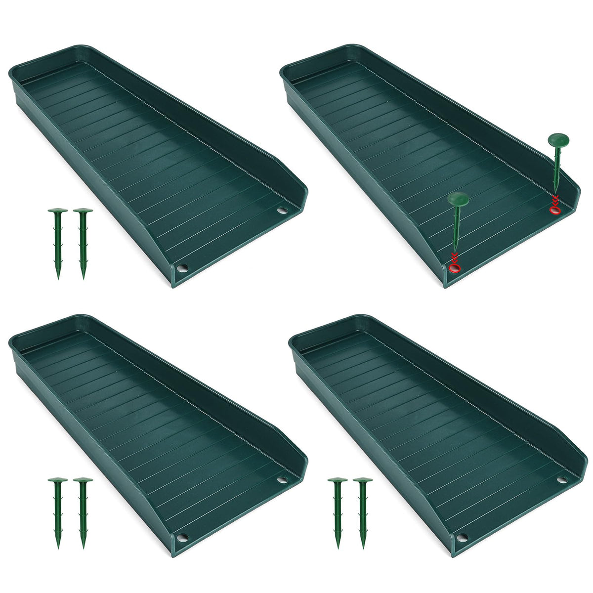 Creative.C downspout splash block quad-pack directing water away from foundations.