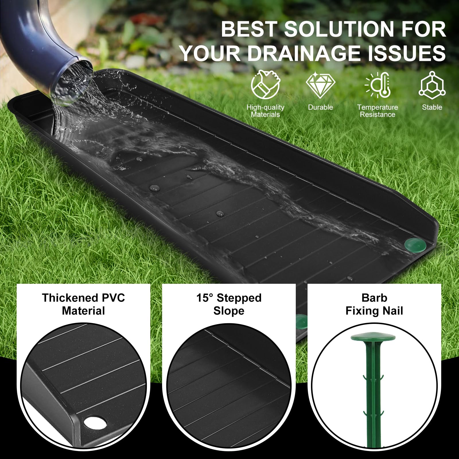 Creative.C installation stakes secure splash blocks during heavy rain