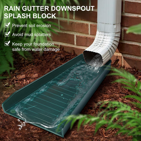 Creative.C green splash blocks with stakes for secure outdoor installation.