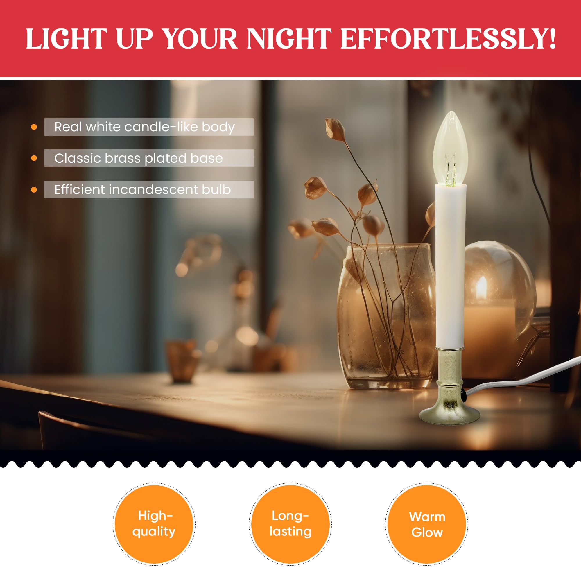 Creative Hobbies window candle with 5-foot cord and inline switch for easy control