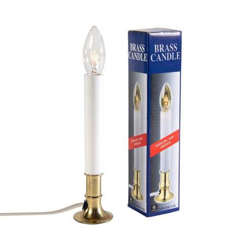 Creative Hobbies window candle with brass-plated base adds classic style