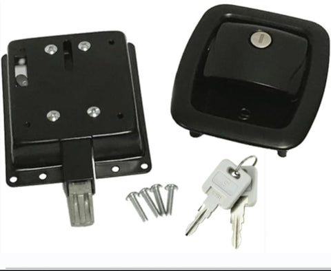 Creative Products Group Versa V latch with screws and key emphasizes complete kit for quick compatibility.