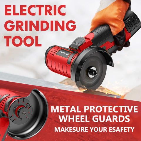 Creddux cordless angle grinder kit includes 5 cutting wheels for immediate versatility.